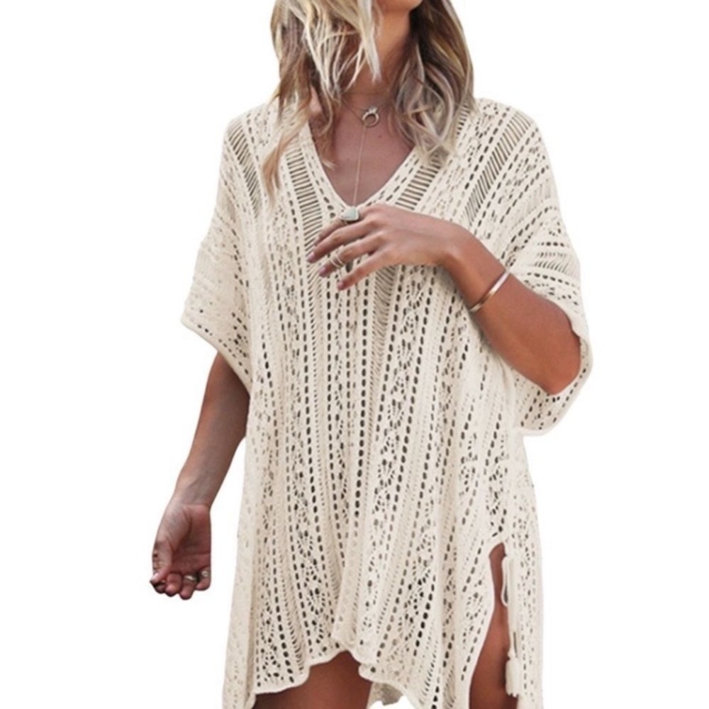 Cream Crochet Swim Cover-Up